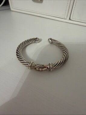 David Yurman Cable Flex Cuff Bracelet in Silver with diamonds 7mm